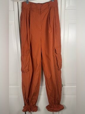 DRAE Rust Cargo Parachute Pants Small Utility Drawstring Hem